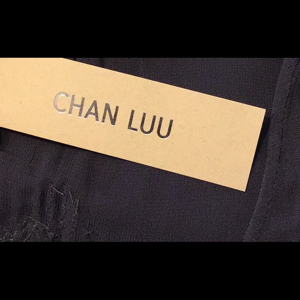 Embellished Navy Blue Sheer Long Sleeve Top, CHAN LUU, size Large, NWT - Picture 3 of 6